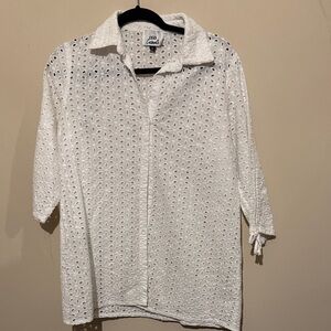 Chic White Eyelet Swim Coverup by 100% Silk